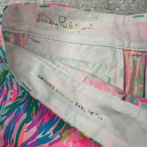 Lilly Pulitzer The Chipper Short Fan Sea Pants Pink NEW - Picture 7 of 14